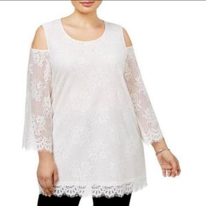 Alfani Cold Shoulder Lace Top